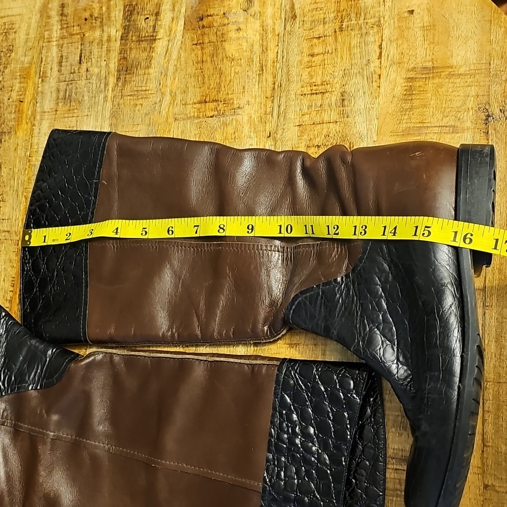 ANYI LU TAYLOR Made In Italy Black Crocodile/BRN CALF handmade in Italy size 39 - Picture 2 of 13